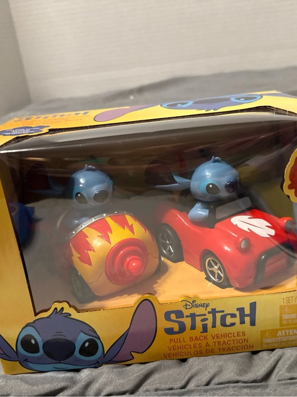 Disney Stitch Pull-Back Car & Shell Vehicles - Blue, Red & Yellow